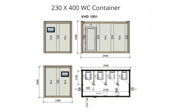 KW4 230X400 WC Κοντείνερ