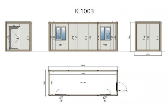 Κοντέινερ Γραφείου τύπου flat pack K1002